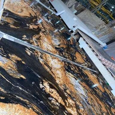 brazil cosmic black granite with golden veins slabs for floor